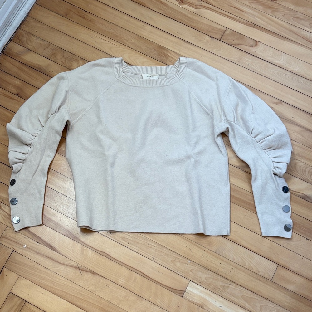 ba&sh Beige Sweatshirt with Button Details